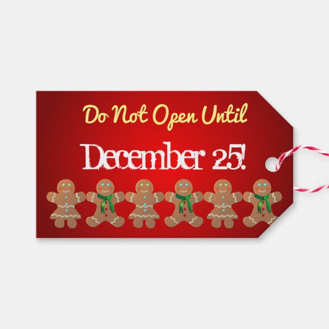 Gingerbread Cookies Holiday Party Gift Tags (Front (Horizontal))