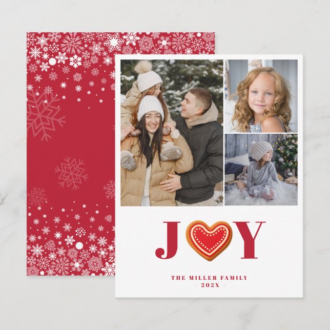 Gingerbread Cookies Joy Christmas Multi Photo Card (Front/Back)