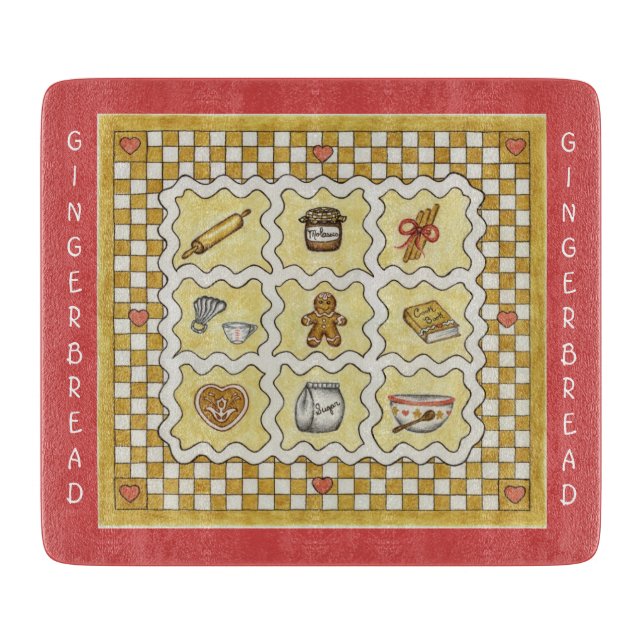 Gingerbread Cookies Kitchen Gift Cutting Board (Front)