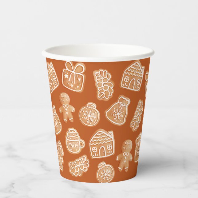 Gingerbread Cookies Light and Dark Brown  Paper Cups (Front)