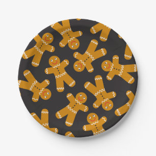 Gingerbread Cookies on black Paper Plate