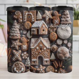 Gingerbread Cookies Pattern Thermal Tumbler