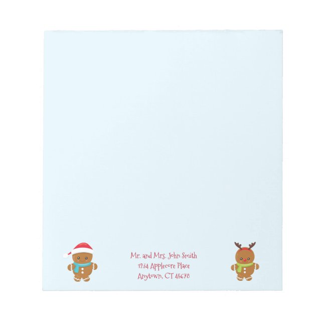 Gingerbread Cookies Personalised Name & Address Notepad (Front)