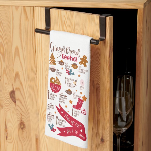 Gingerbread Cookies Recipe Tea Towel (Thirds Fold)