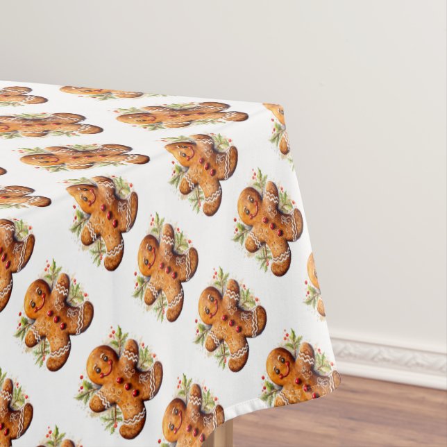 Gingerbread Cookies with Christmas Holly  Tablecloth (In Situ)