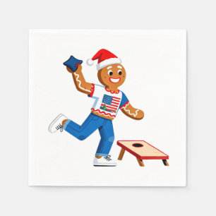 Gingerbread Cornhole Christmas 2026 Holiday Tailga Napkin