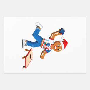 Gingerbread Cornhole Christmas 2026 Holiday Tailga Wrapping Paper Sheet