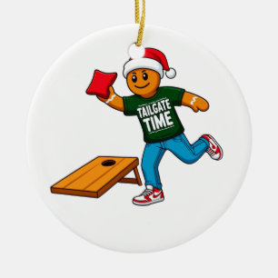  Gingerbread Cornhole Christmas Sport Holiday   Ceramic Tree Decoration