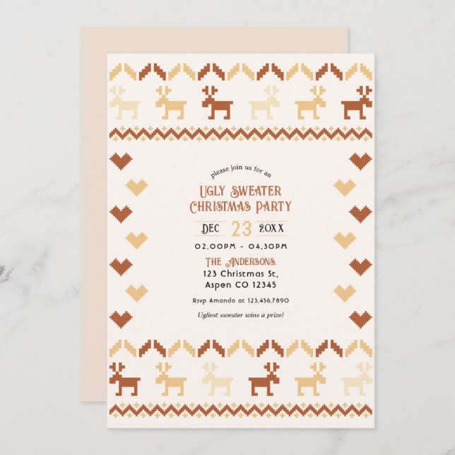 Gingerbread Cosy Ugly Sweater Christmas Party Invitation (Front/Back)