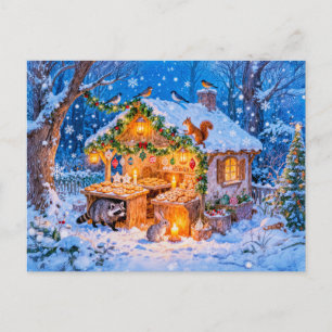 Gingerbread Cottage in the Snow Postcard