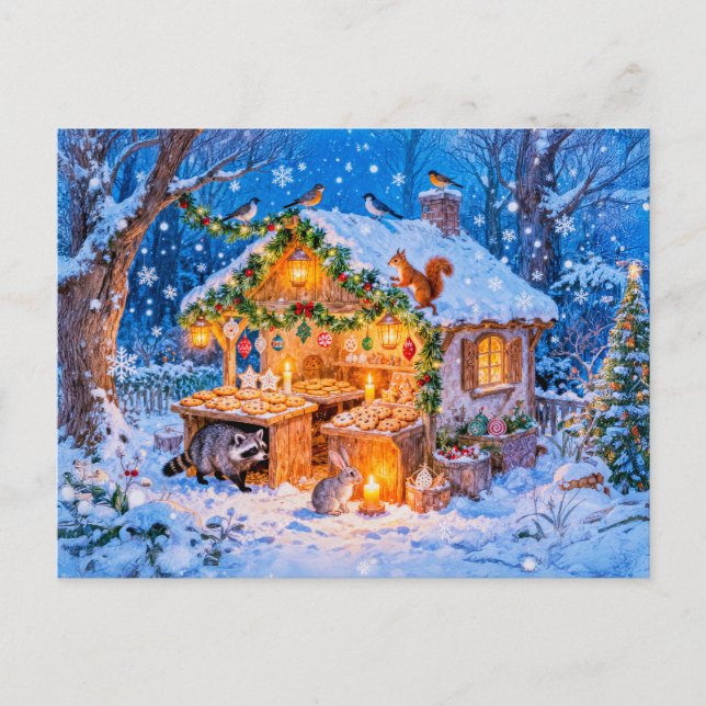 Gingerbread Cottage in the Snow Postcard (Front)
