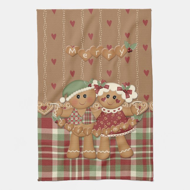 Gingerbread Country Christmas Tea Towel (Vertical)