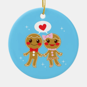 Gingerbread Couple Ceramic Tree Decoration