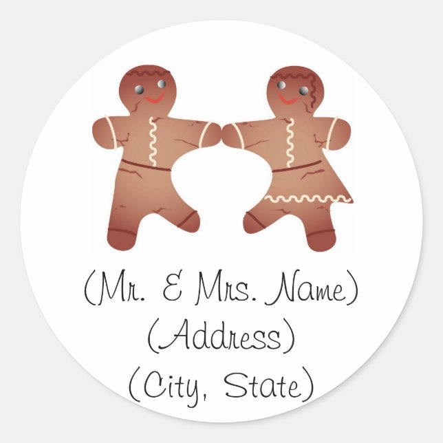 Gingerbread Couple Holiday Address Labels (Front)