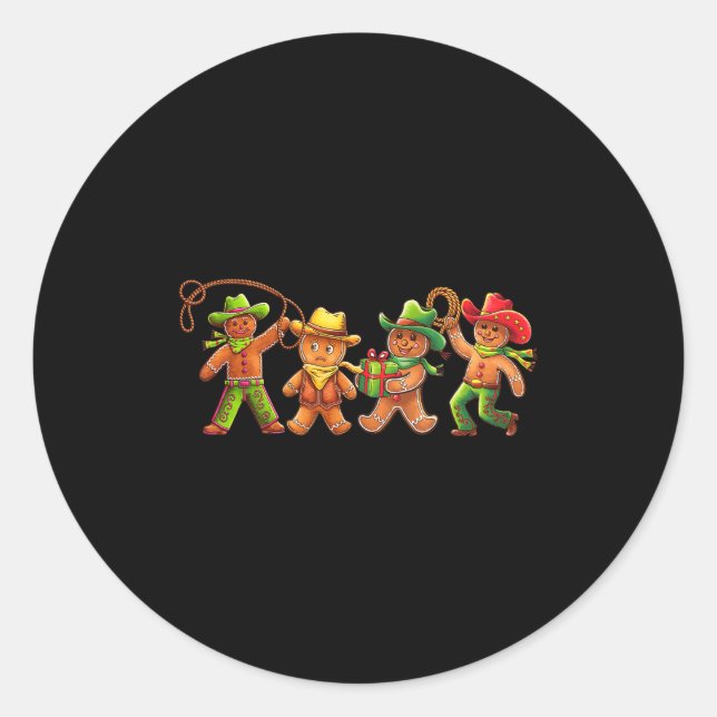 Gingerbread Cowboy Christmas Cookie Baker Western  Classic Round Sticker (Front)