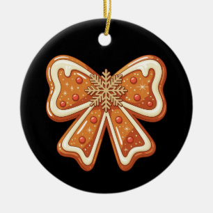 Gingerbread Cute Coquette Bow Christmas Girly Xmas Ceramic Tree Decoration