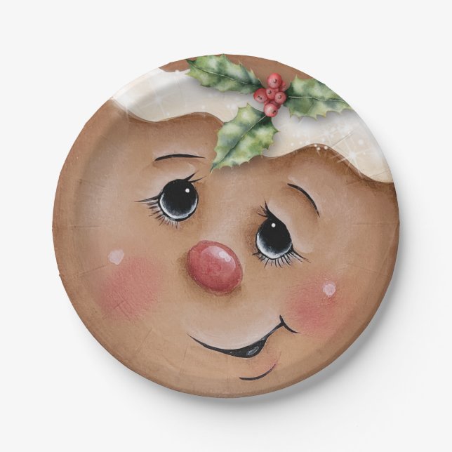 Gingerbread Cutie Merry Christmas Paper Plate (Front)