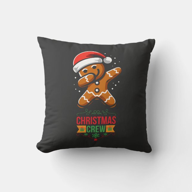 Gingerbread Dabbing Christmas Cushion (Front)