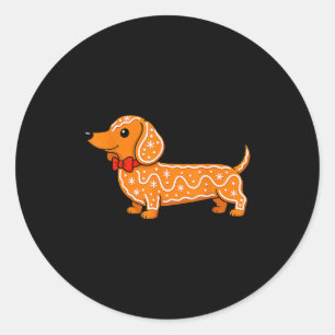 Gingerbread Dachshund Christmas Cute Weiner Dog Classic Round Sticker
