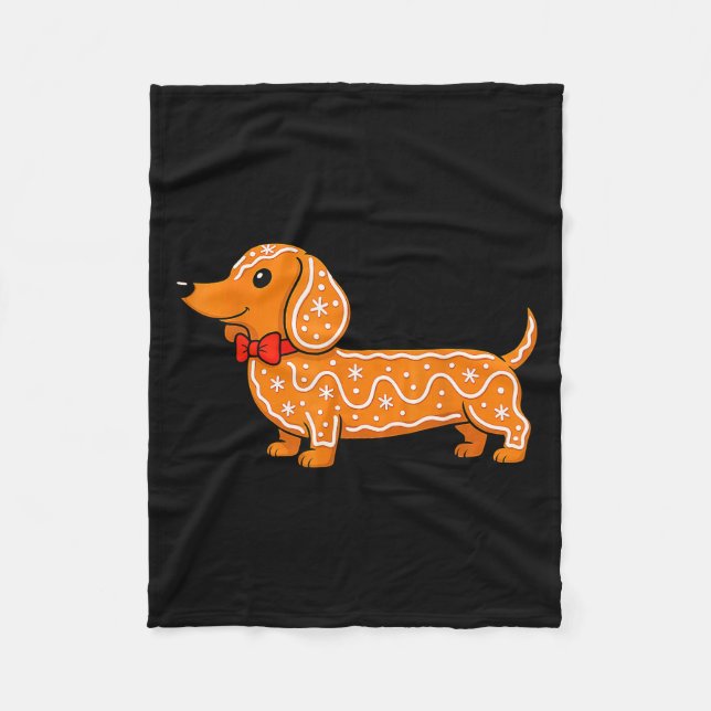 Gingerbread Dachshund Christmas Cute Weiner Dog  Fleece Blanket (Front)