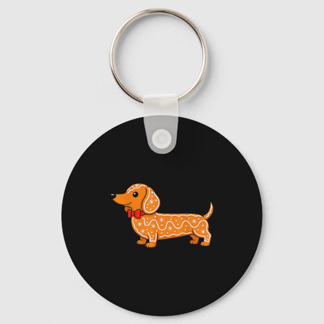 Gingerbread Dachshund Christmas Cute Weiner Dog  Key Ring (Front)