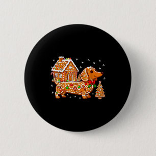Gingerbread Dachshund Christmas Tree House Cookie  6 Cm Round Badge