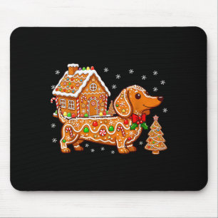 Gingerbread Dachshund Christmas Tree House Cookie  Mouse Mat