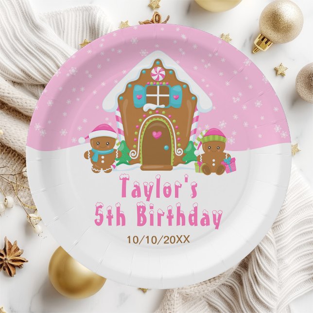 Gingerbread Decorating Birthday Party Pink Paper Plate (Creator Uploaded)