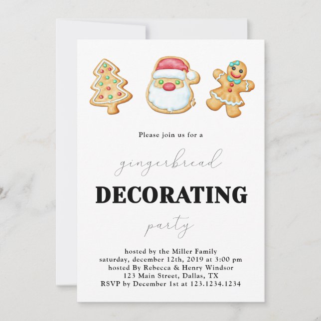 Gingerbread Decorating Party Invitation (Front)