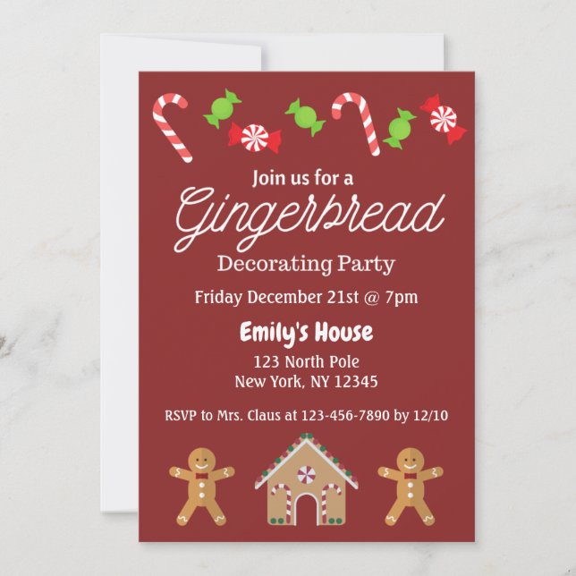 Gingerbread Decorating Party Invitation (Front)