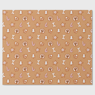 Gingerbread Dog Christmas Cookie Pattern Wrapping Paper