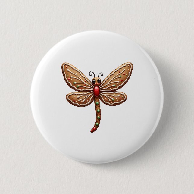 Gingerbread Dragonfly 6 Cm Round Badge (Front)