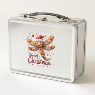 Gingerbread Dragonfly Metal Lunch Box