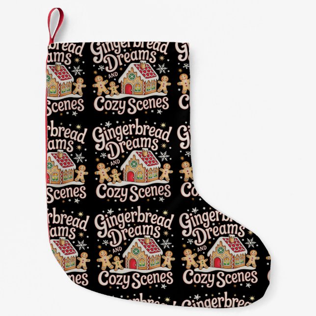 Gingerbread Dreams And Cosy Scenes Christmas Xmas Small Christmas Stocking (Front)
