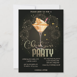 Gingerbread Drink Fireworks Christmas Company Invitation