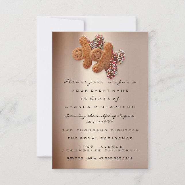 Gingerbread Drips Rose Gold  Christmas Eve Invitation (Front)