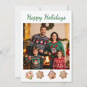 Gingerbread Easy Custom Family Photo DIY Holiday  Card