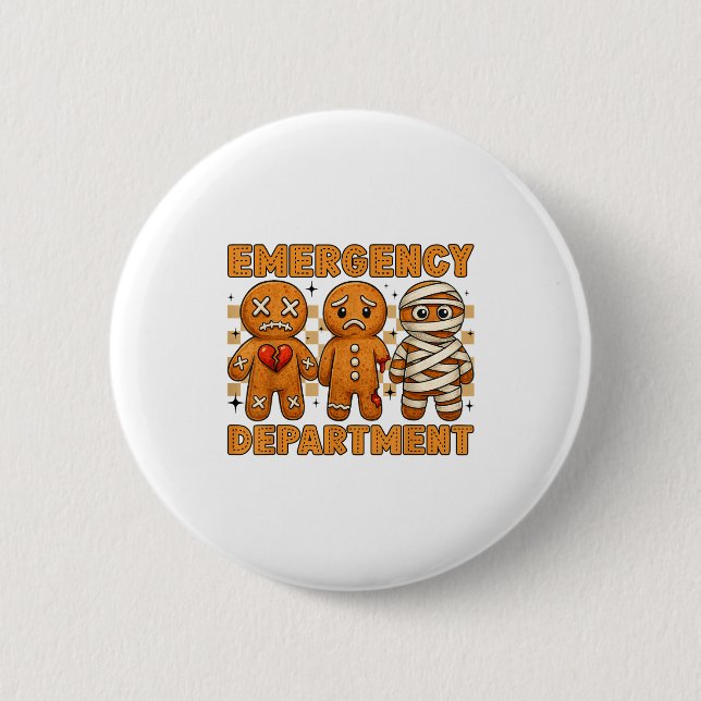 Gingerbread Emergency Department Christmas Nurse D 6 Cm Round Badge (Front)