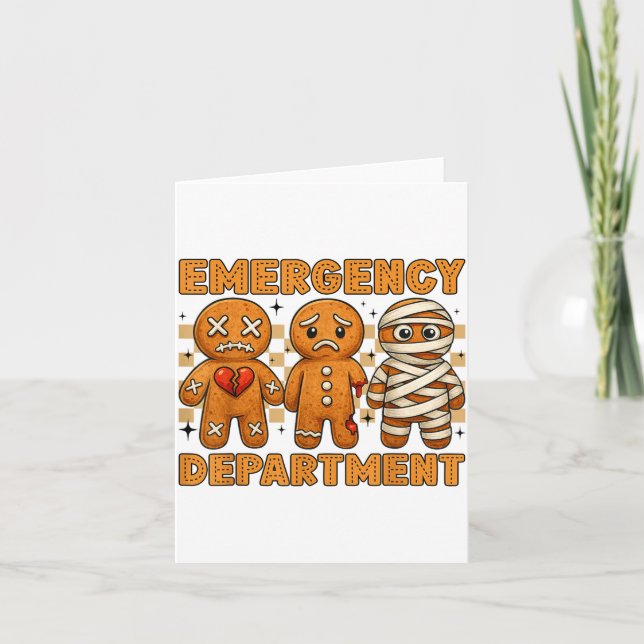 Gingerbread Emergency Department Christmas Nurse D Card (Front)