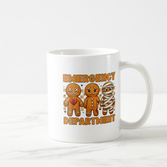 Gingerbread Emergency Department Christmas Nurse D Coffee Mug (Right)