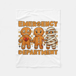 Gingerbread Emergency Department Christmas Nurse D Fleece Blanket
