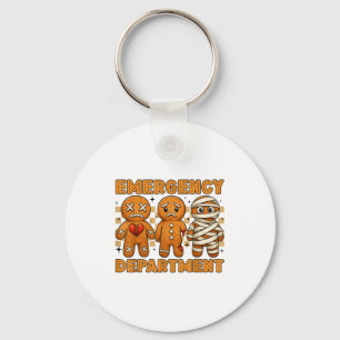 Gingerbread Emergency Department Christmas Nurse D Key Ring