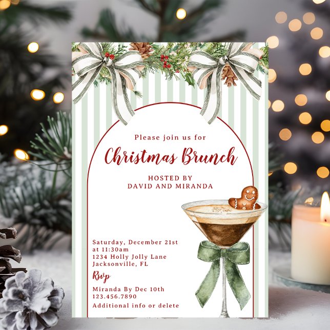 Gingerbread Espresso Martini Sage Christmas Brunch Invitation (Creator Uploaded)
