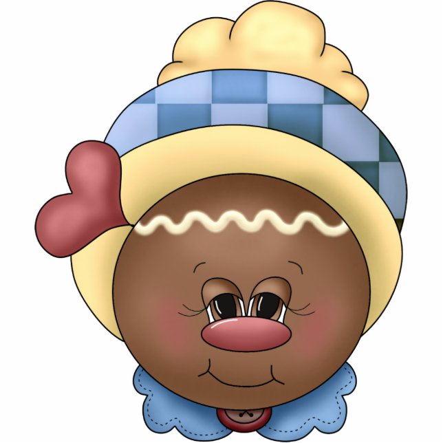 Gingerbread Face Ornament Photo Sculpture Decoration (Front)