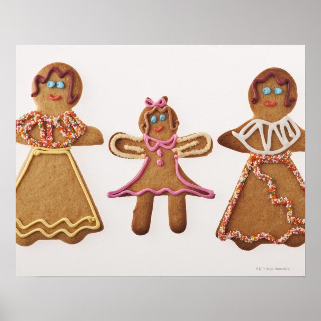 Gingerbread family. Against white background. Poster (Front)