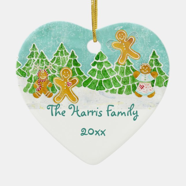 Gingerbread Family and Angel Ornament (Front)