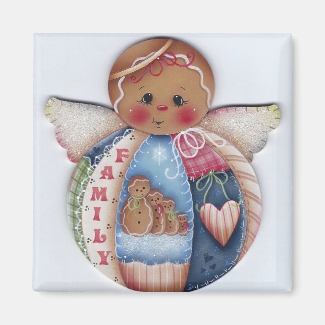 Gingerbread Family Angel Magnet (Front)