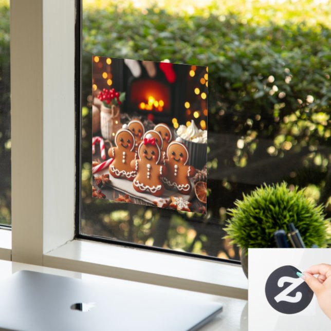 Gingerbread Family by the Fire Window Cling (Office)