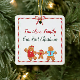 Gingerbread Family Ceramic Ornament