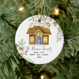 Gingerbread Family Christmas House Ornament Gift